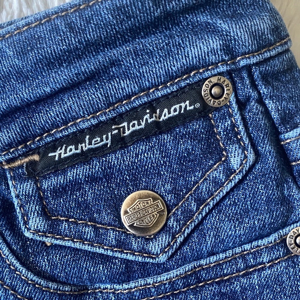 SZ 10 Harley Davidson Dark Blue Denim Women's Mini Shorts - Picture 3 of 8